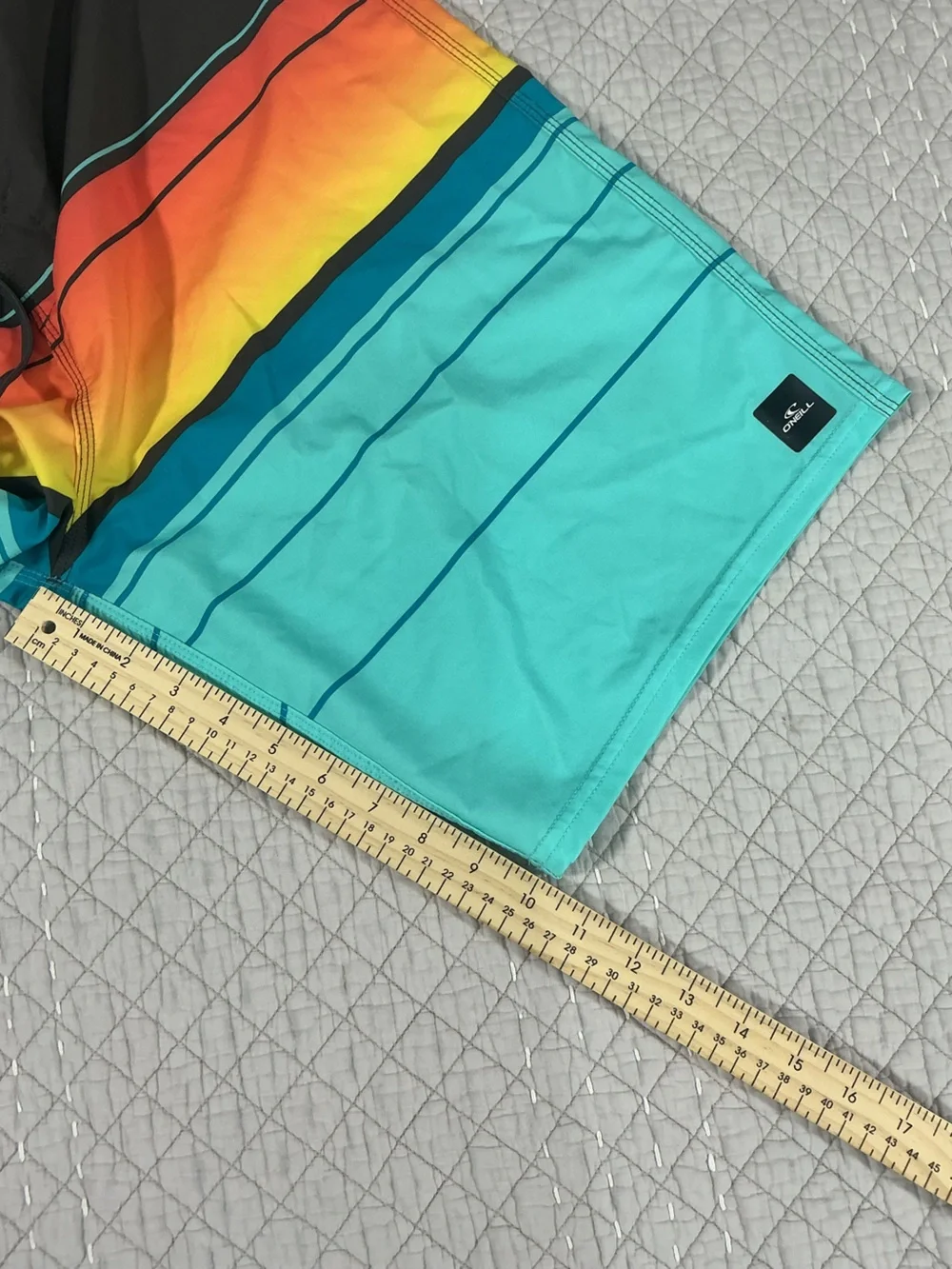 O'Neill Hyperfreak Heat Stripe 21” Turquoise Swim Board Shorts Size 36